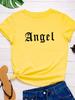 Angel Letter Print Women T Shirt Short Sleeve O Neck Loose Women Tshirt Ladies Tee Shirt Tops Clothes Camisetas Mujer