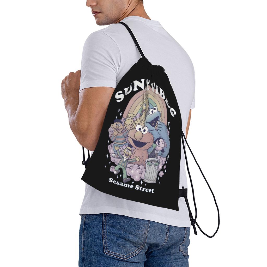 Custom Cookie Monster Drawstring Bags Men Women Lightweight Cartoon Sports Gym Storage Backpack