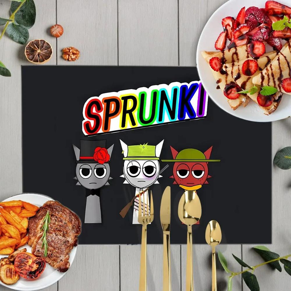 1 Stück Cartoon Sprunki Tischsets für das Essen Sprunki Incredibox Leinen Platzset Kaffeetassenuntersetzer Küchen Geschirrtrockenmatten