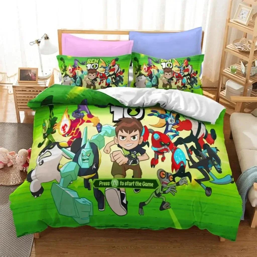 3D Print Ben Alien Force 10 Teenage Hacker Bedding Set Boys Girls Twin Queen Size Duvet Cover Pillowcase Bed Kids Adult