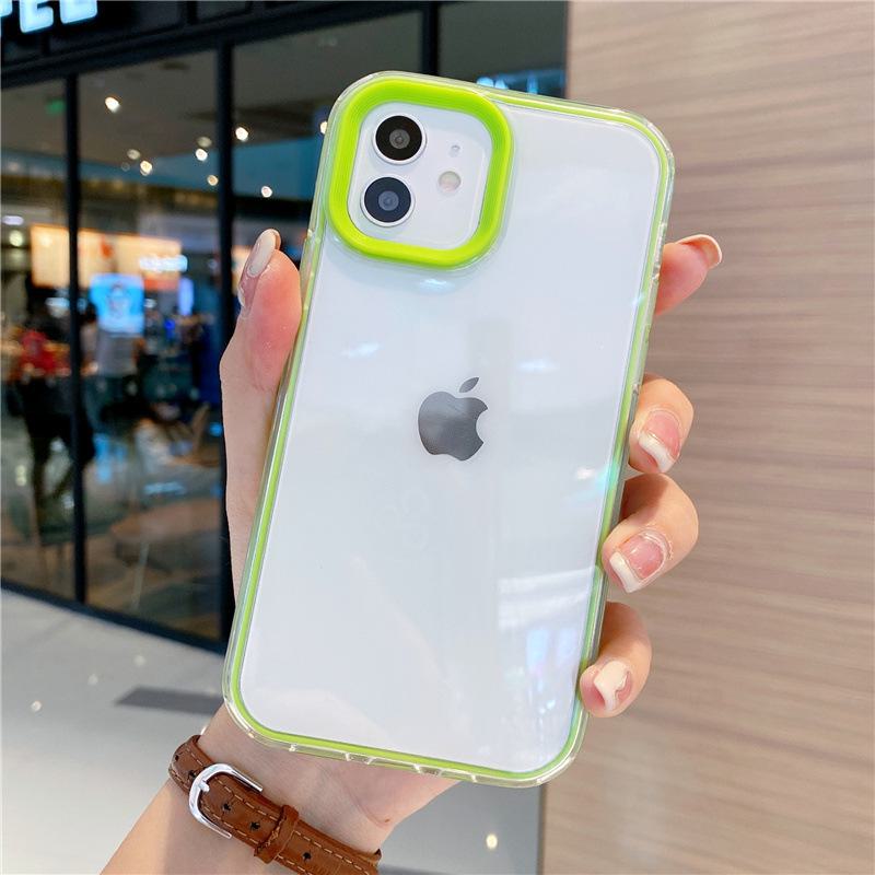 

Защитный прозрачный силиконовый чехол три в одном для iPhone 14/13 Pro Max, мягкий материал предотвращает падения. iPhone 15 зелёный