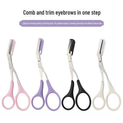 Korean Stainless Steel Eyebrow Scissors with Comb - Sharp Makeup Tool for Precision Grooming