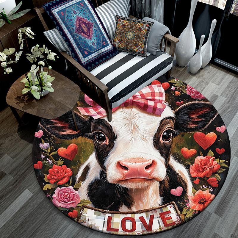 Calf Round Area Rug,Carpet Rug for Living Room Bedroom Sofa Playroom Decor,Non-slip Floor Mat