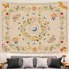 Tapeçaria de Parede - Tapeçaria Boêmia Floral de Videira para Pendurar na Parede Celestial Sol Lua e Estrela para Decoração de Casa Hippie - Estética de Quarto