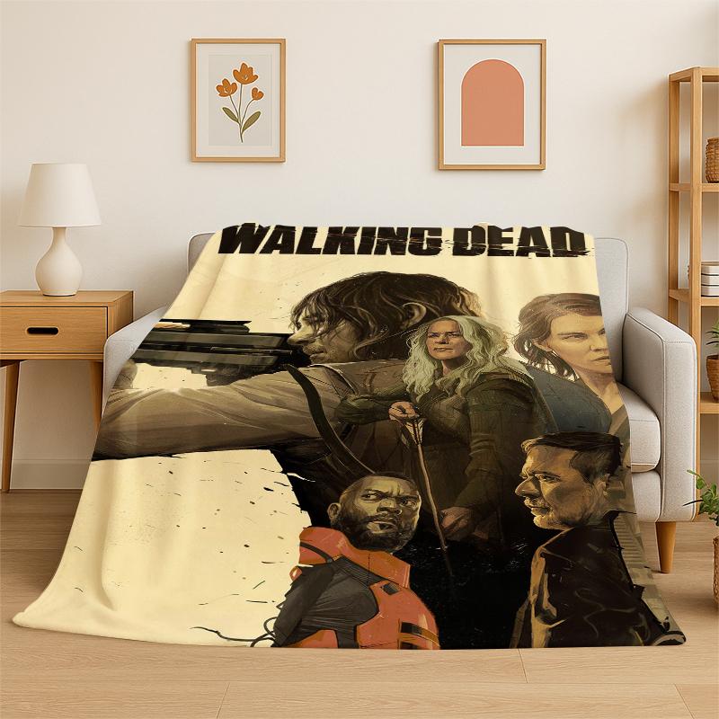 classic The Walking Dead Rick Daryl Horror TV Flannel Blanket Soft Warm Throw Blanket for Bedroom Living Room Bed Travel Picnic