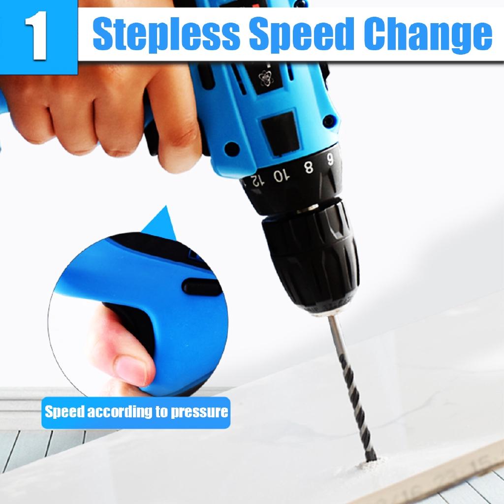 42V Cordless Rechargeable 7500mAh Battery Electric Drill Impact Wrench 2 Speed Screwdriver