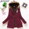 BITCED Fall/Winter Women's Plus Size Thickened Standard-Fit Long-Sleeve Hooded Shearling-Lined Cotton Jacket