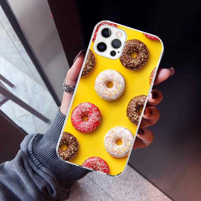 Macaron Eiscreme Kuchen Donut Handyhülle Für iPhone 17 Air 11 13 Mini 14 15 Plus 16 12 Pro Max 16E SE 7 8 Muster Weiche TPU Bac