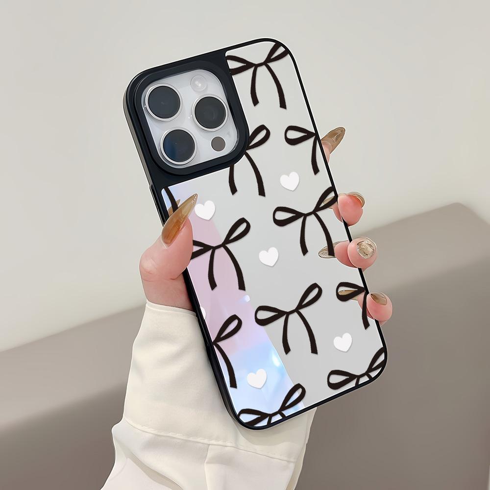 Spiegel Handyhülle für iPhone 15 11 13 14 für 15 16 Pro Max 12 13 16 Pro Wolke Blume und Tier Niedlicher Stil Handyhülle