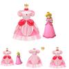 Super Mario Prinzessin Peach Cartoon Rollenspiel Kostüm Halloween Cosplay Kleid