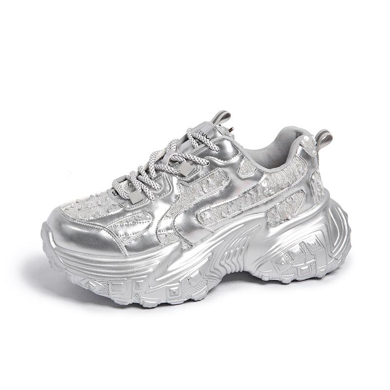Couples' Dad Shoes Women's Platform Thick-soled Lace-up Casual Shoes for Commuting To Work Comfortable Shoes