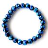 [GOLD STONE] Glowing Firefly Glass Blue 8mm Bracelet with Dragonfly Stone, Blue, Okinawa, Type A, Inner Diameter: Approx. 16.5cm