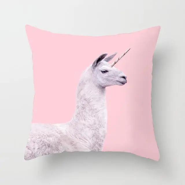 Juste de coussin de dessin animé pour la maison, taie d'oreiller décorative, animal, lama, alpaga, girafe, canapé, voiture, fête, Nairobi, Orn