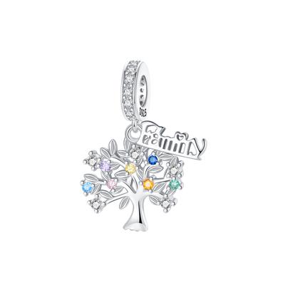 Copper Charms Tree Of Life Family Pendants Zircon Inlay Fit Original Bracelet Necklace Diy Jewelry For Women
