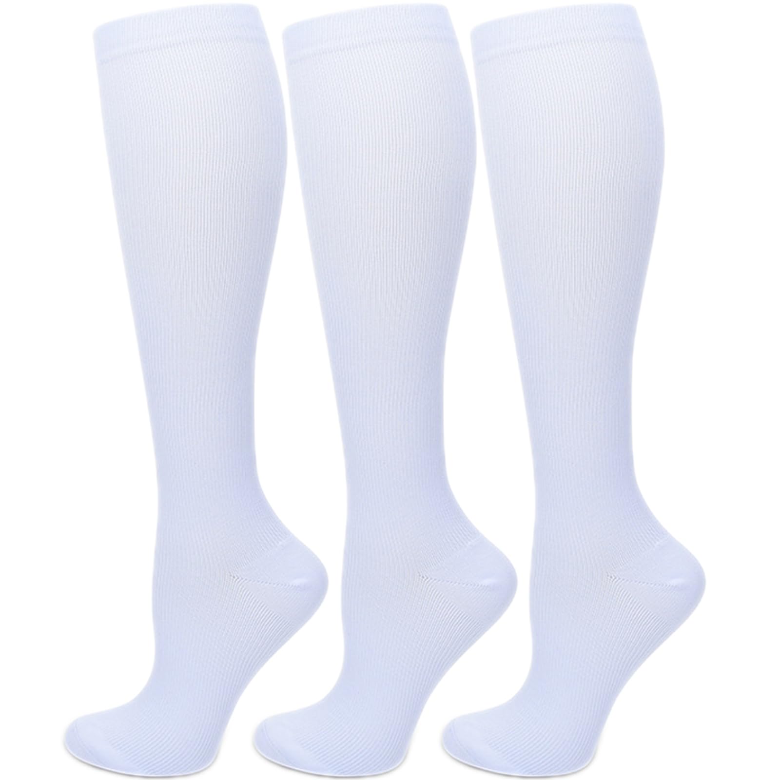 

LALASTA Compression Socks for Men and Sleep Calf Bulk Purchase 3 White Women, 3-Pair Set, Knee-High Socks, Socks, Support, (S-M, Pairs)