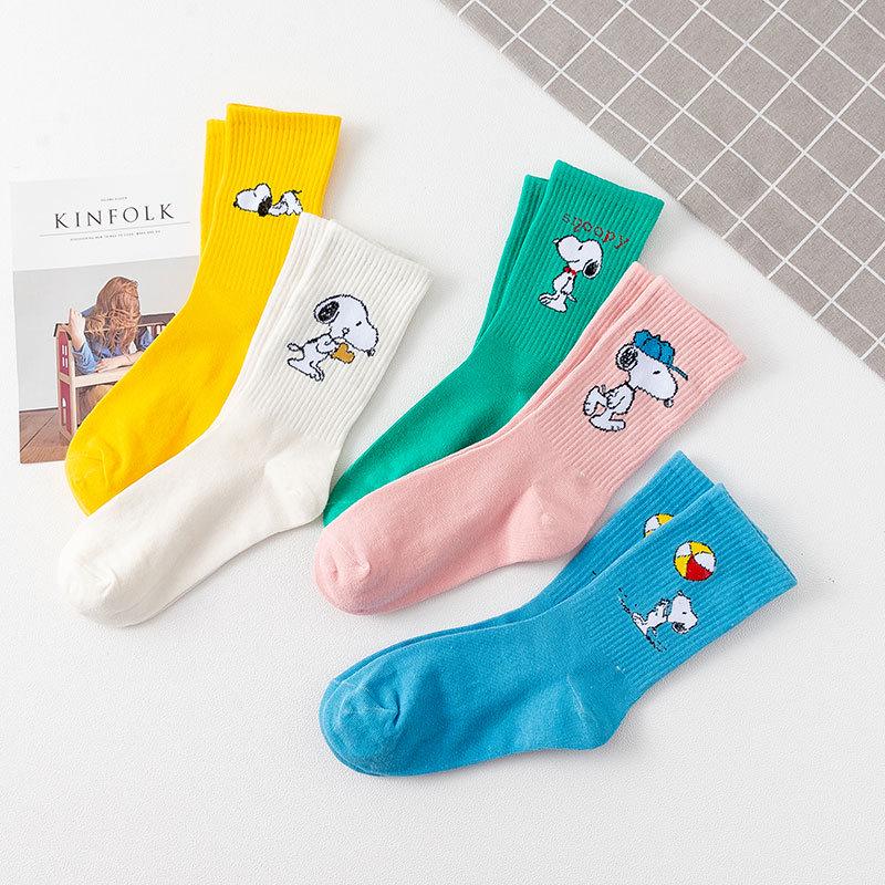 Snoopy Korean Style Mid-Calf Sports Socks - Autumn/Winter, High-Top, Comfortable, Trendy, College Style