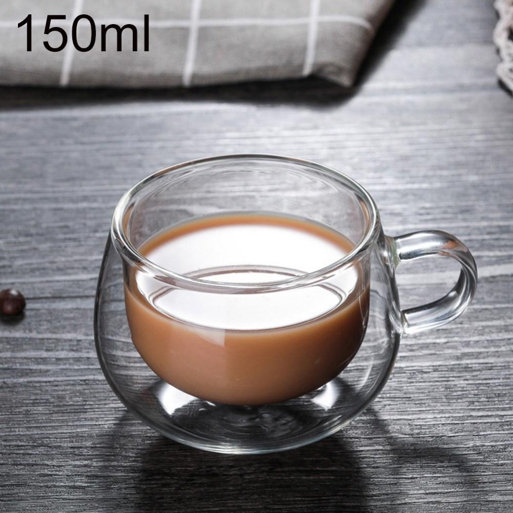 Double-Layer Heat-Resistant Glass Coffee Cup With Handle Company Household Transparent Small Handle Glass Coffee Cup Double-Layer Cup