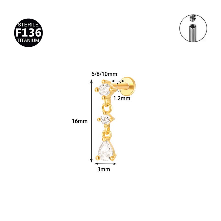 2024 F136 Titanium Flower Cone Pendant Chain Lip, Ear & Tragus Stud with Internal 0.9 Thread