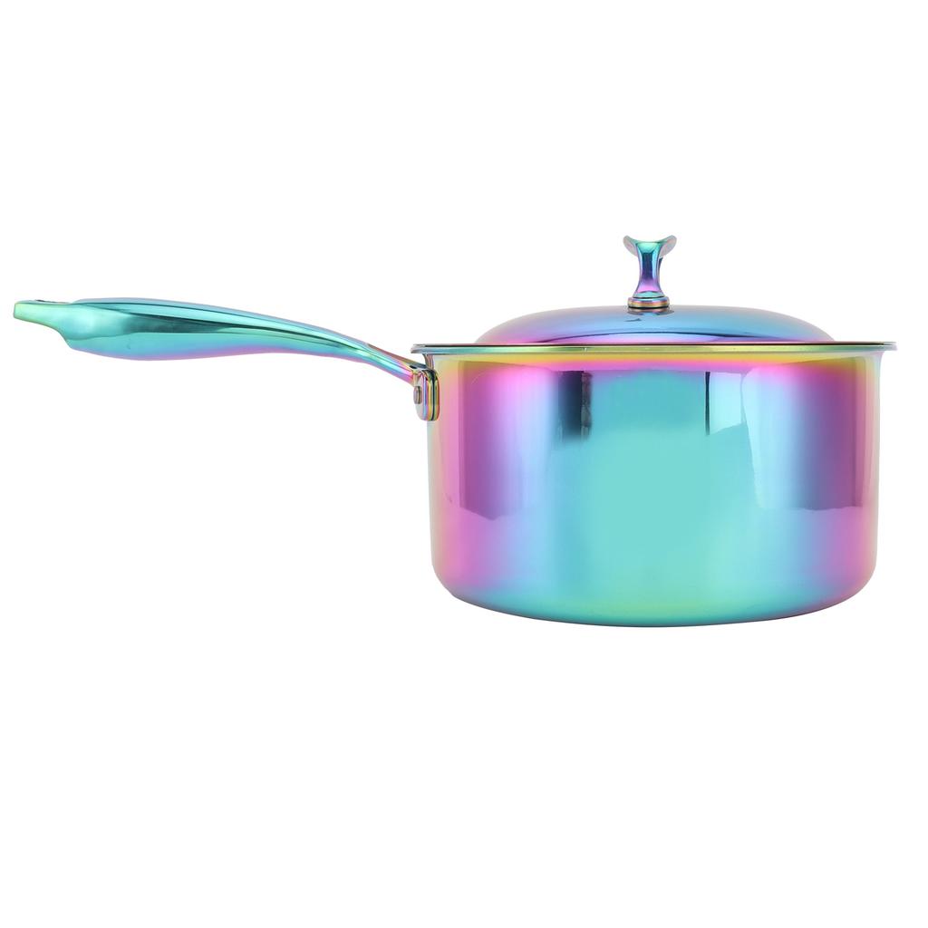 Stainless Steel Thickened Milk Pot with Lid Compound 3‑Layer Bottom Complementary Food Pot