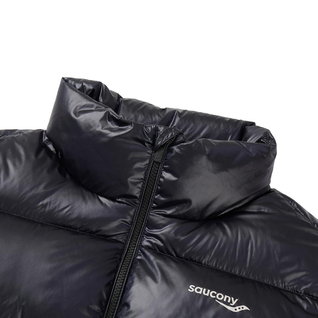 Saucony Urban Commuting Series Stand Collar Zipper Solid Color Logo Design Long Sleeve Down Jacket Men Outerwear Bright-Black SC2220002C-MT03