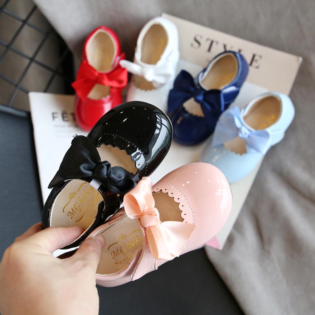 Toddler Infant Kids Baby Girls Butterfly Knot Princess Leather Shoes Sandals