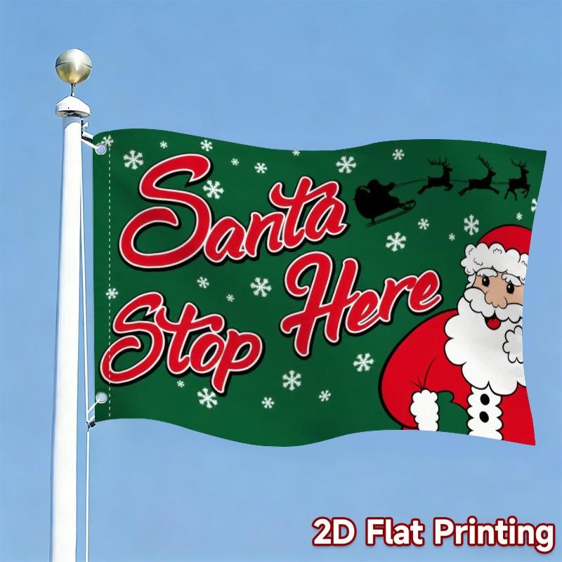 1pc Santa Claus Holiday Signage Design Printed Garden Flag Polyester Flag Only No Pole Included