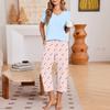 Women's Casual Round Neck Loose Fit Printed Short Sleeve T-Shirt and Cropped Pants Set