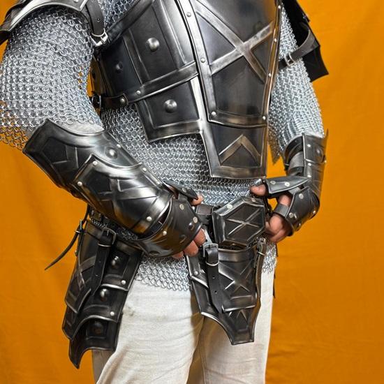 Steel Armor Set Full-Body Knight Cuirass, Pauldrons, Bracers Greaves for LARP, Cosplay Collectors