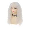 White Synthetic Wigs with Bangs for Women Long Curly Wavy Soft Cosplay Halloween Costume Anime Wig