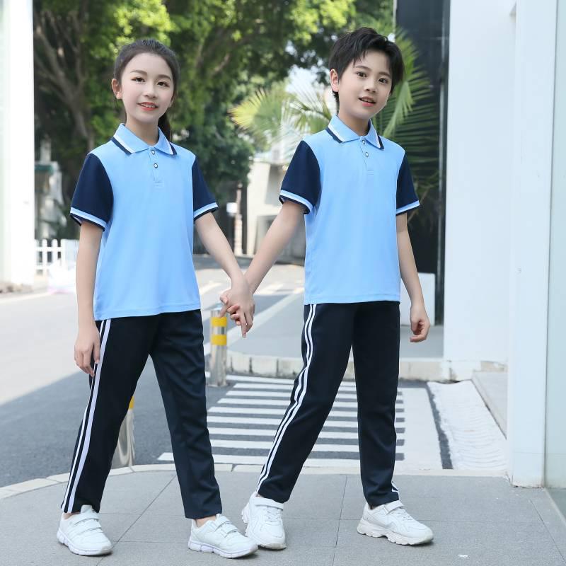 Summer Short Sleeve Student Uniform Set: High School Sportswear with Logo, Men's and Women's Two-Piece