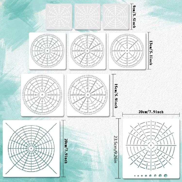 16 Segment Geometric Stencils for Painting On Wall Paper Fabric Glass Metal