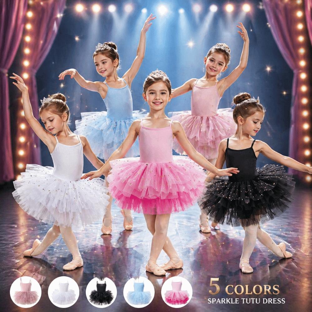 Short Sleeve Ballet TuTu Dress Sequin Ballet Performance Costume Party Dance Dress Grading