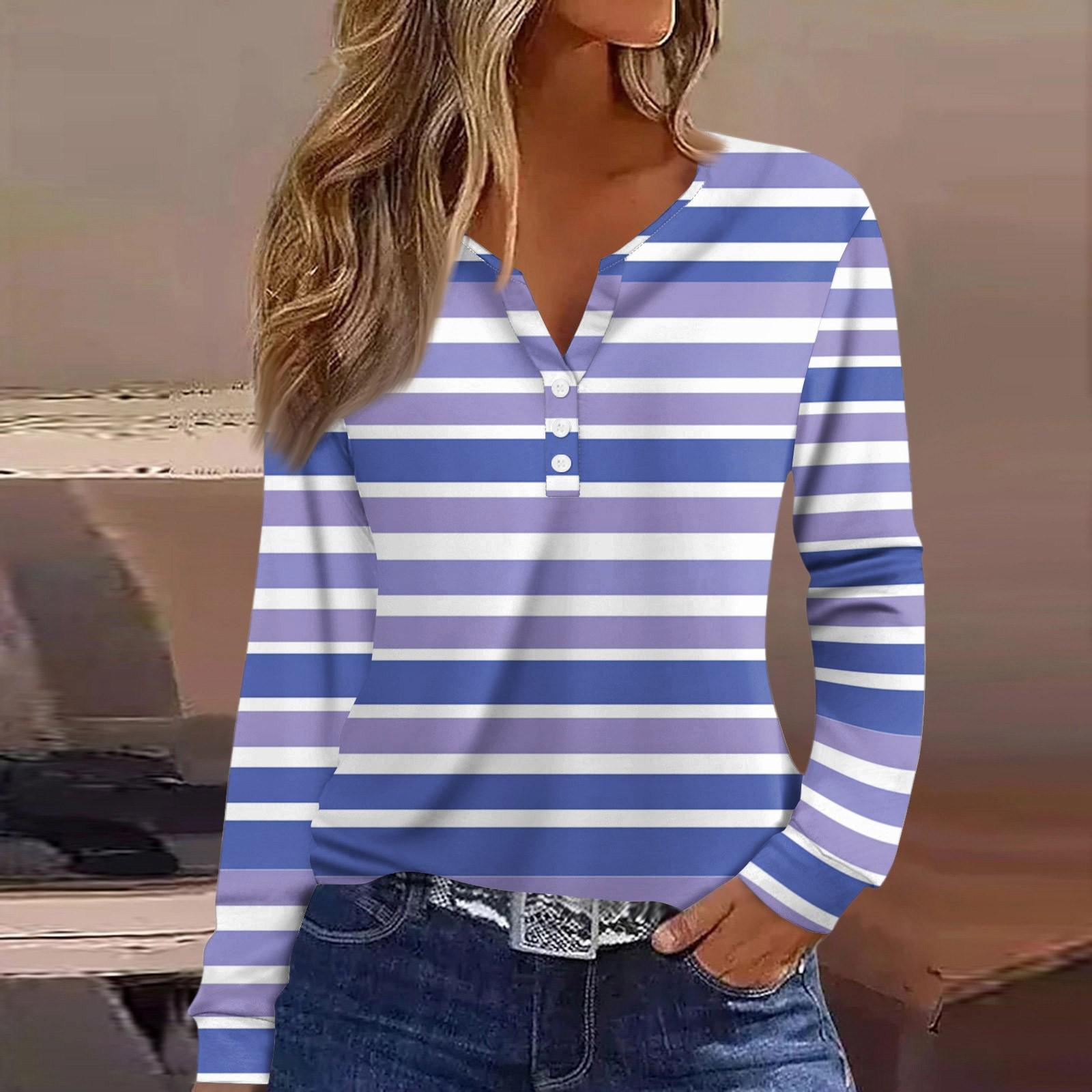 

Жен. Футболка Футболка на пуговицах с длинным рукавом Повседневные Выходные Мода Классический Топ с v-образным вырезом Обычный XXL синий