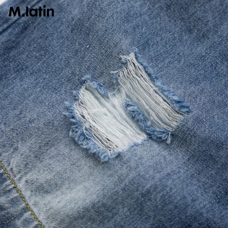 M.Latin Girls' Washed Ripped Denim Shorts