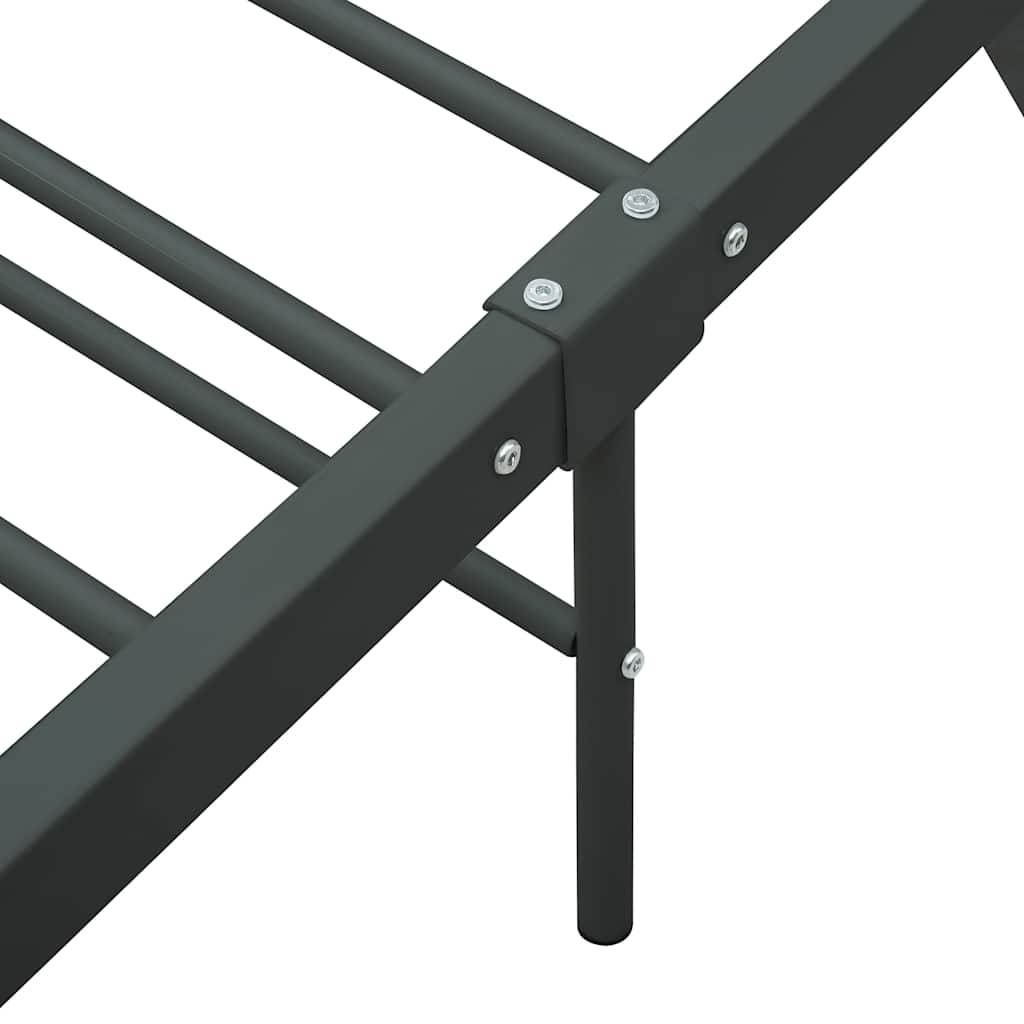 Double Bed Frame Gray Metal 120 X 200 Cm