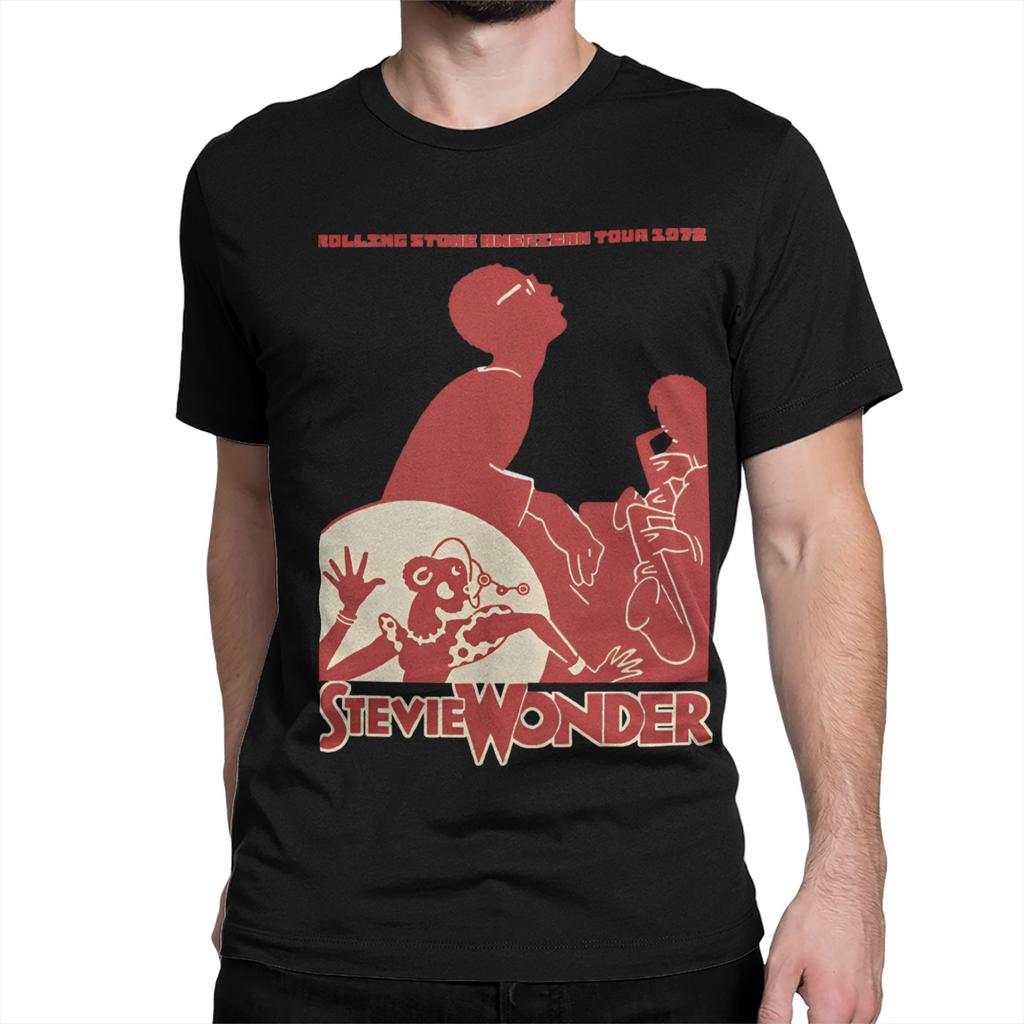 Herren 2025 Heißer Sommerverkauf STEVIE WONDER T-Shirt Reine Baumwolle Kleidung Neuheit Kurzarm O-Ausschnitt T-Shirts Sommer T-Shirt