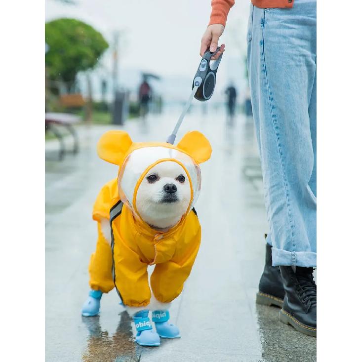 Puppy Dog Raincoat Four-legged Waterproof All-inclusive Teddy Poncho Rain Clothes Small Medium-sized Dogs Raincoat Pet Supplies