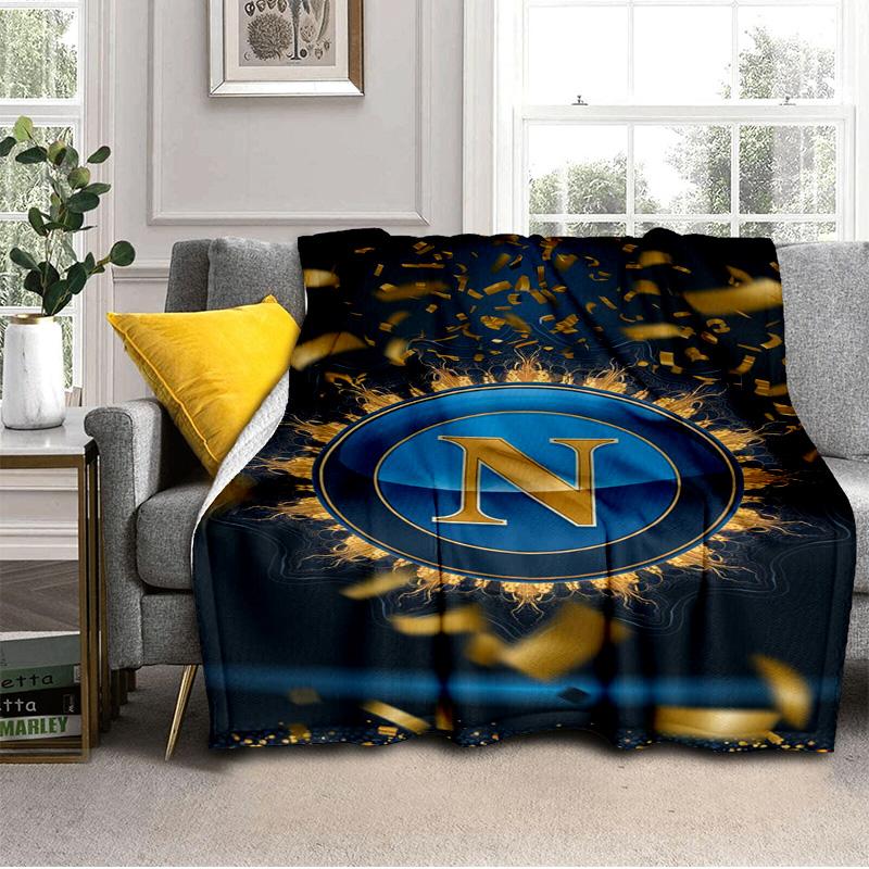 Coperta con Emblema del Napoli Calcio Coperta in Flanella da Esterno per Campeggio, Escursionismo, Feste in Giardino, Essenziali per Picnic, regalo per famiglia e amici
