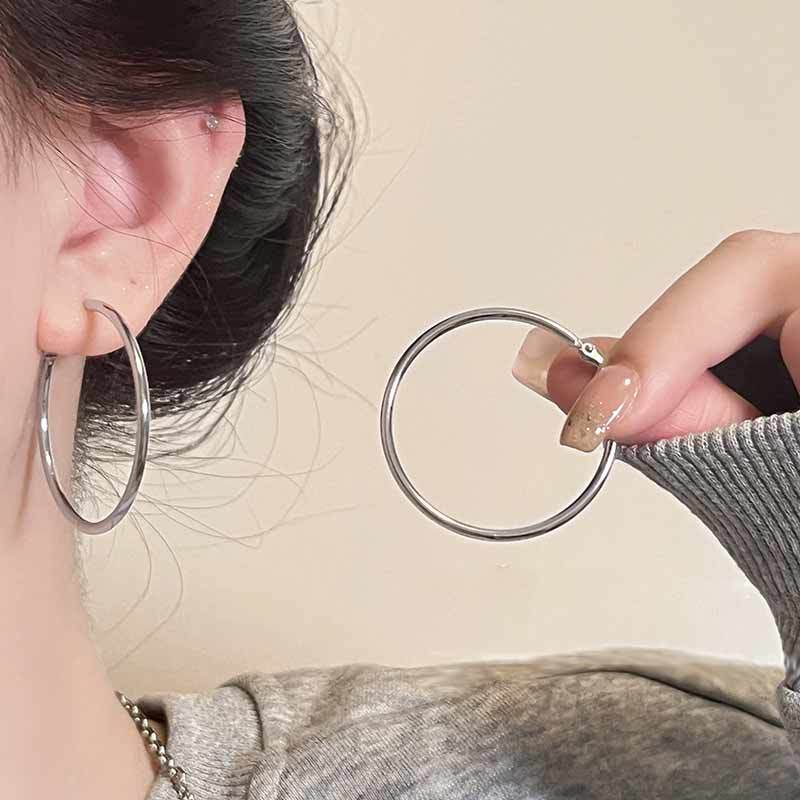 10 Pairs Minimalist Big Large Stainless Steel Round Woman's Piercing Hoop Earing for Female Jewelry Punk Accessories Trend NewIn