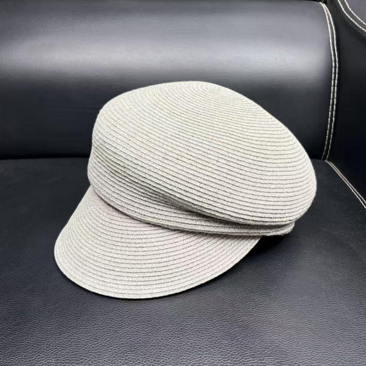 

High quality extra-fine straw hat women s spring and summer French peaked hat to show off the face of the small beret topper Adjustable (55-58cm) светло-серый