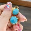 Retro Chinese Style Double-Sided Turquoise Clip-On Earrings for Women - Unique, High-End Design