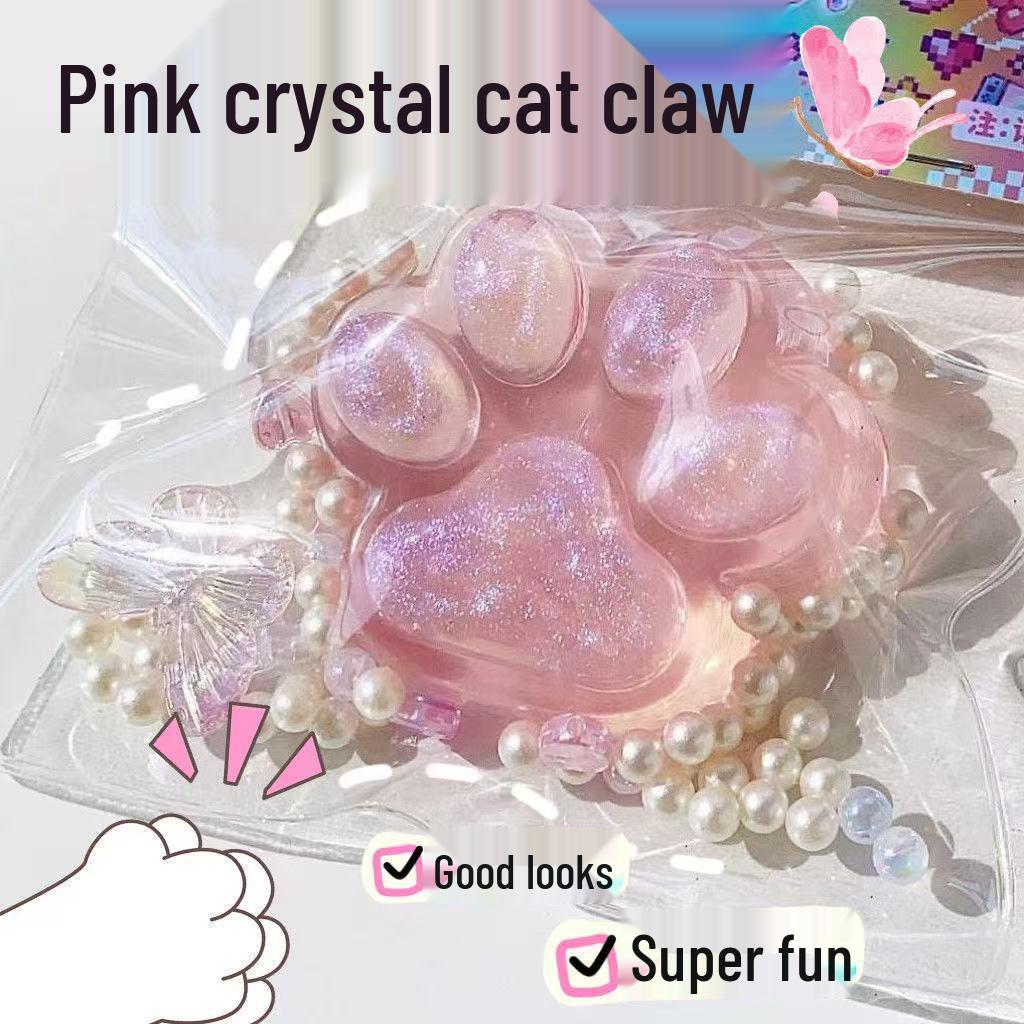 Large Crystal Clear Cat Paw Decompression Toy - Soft Rubber, Slow Rebound, Cute Squeeze Stress Relief Clay