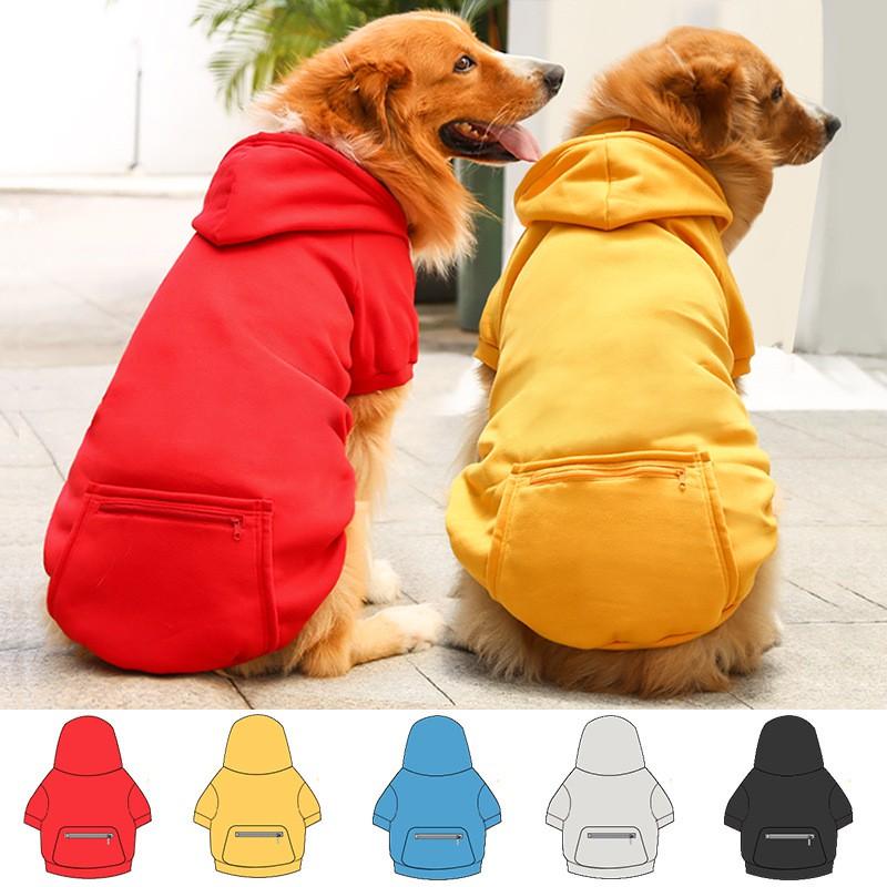 Pet Hoodie With Zippered Chest Pocket Small To Large Dogs Cats Winter Warm Clothing