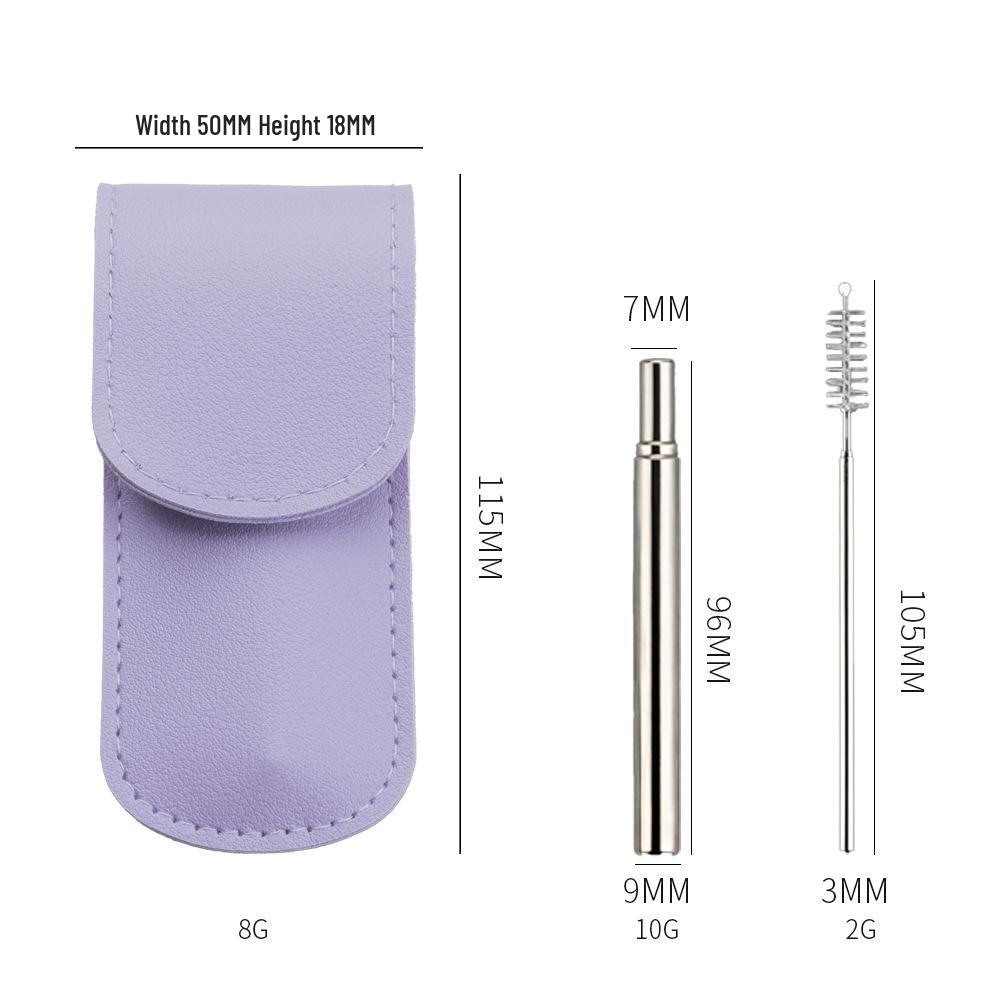 304 Stainless Steel Foldable Telescopic Straw with Brush - Outdoor Gift Tableware