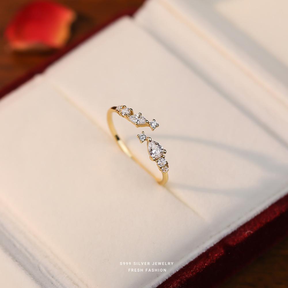 

Real 999 Sterling Silver Rings For Women Wedding Party Jewelry Temperament Shiny CZ Elegant Ring Fine Jewelry золотой