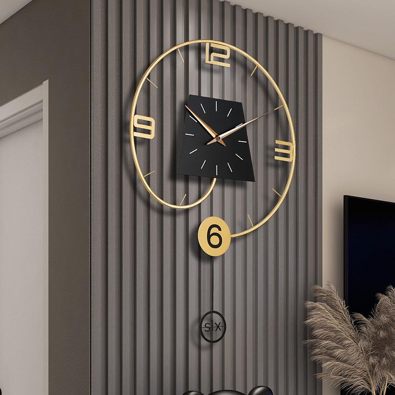 Living room wall clock light luxury 2025 new high-end wall clock modern simple fashion creative no-punch clock