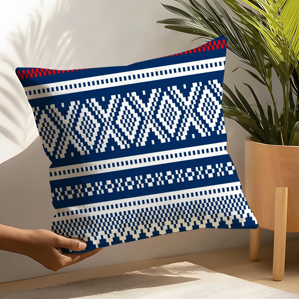 Fair Isle Pillow Case Linen Cushion Covers For Decorative Sofa Home Pillows Case Car Chair Pillows Cases