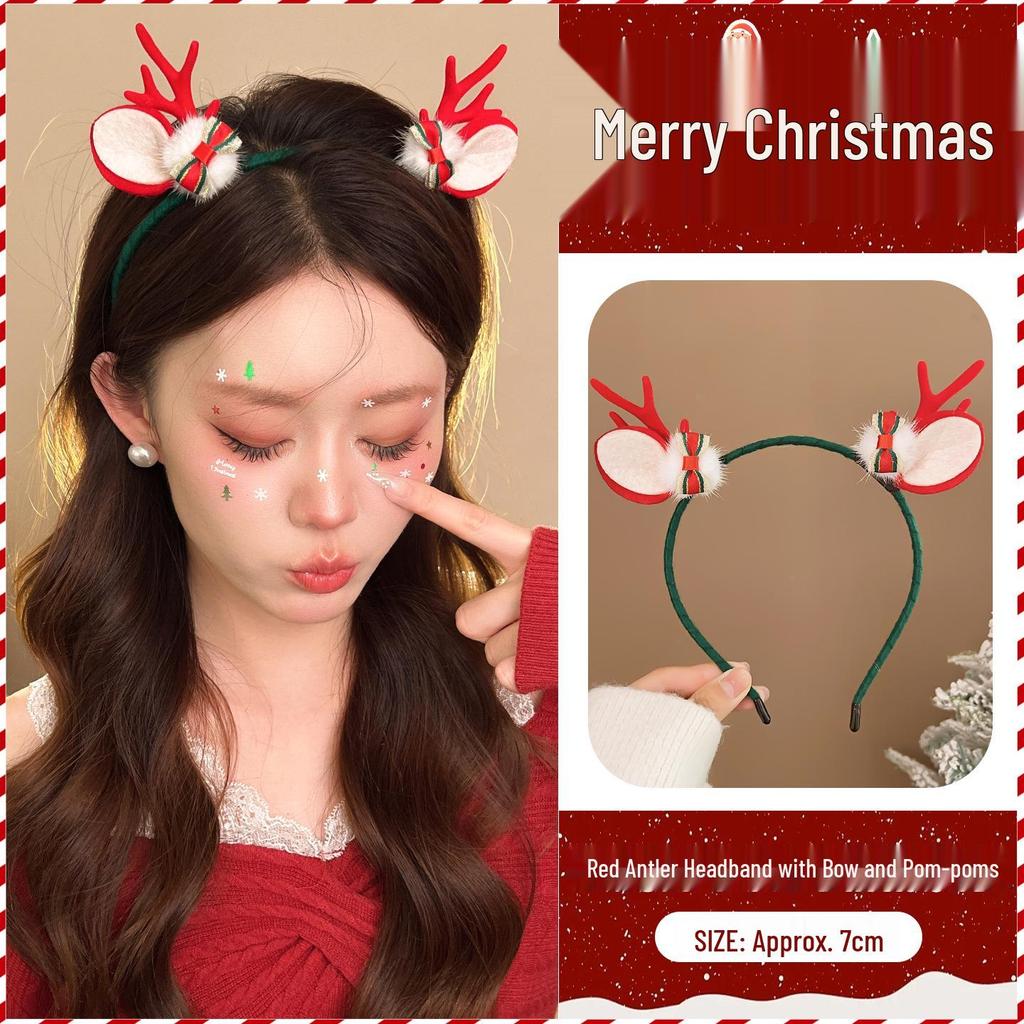 Cute Reindeer Antlers Christmas Headband - Festive Forest Style