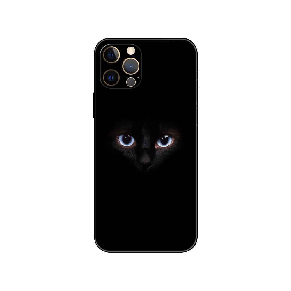 Cat Staring Eye Phone Case for Iphone 5 5s 2020se 6 6s 7 8 Plus X 10 XR XS 11 12 13 Mini Pro MAX Black Tpu Back Cover