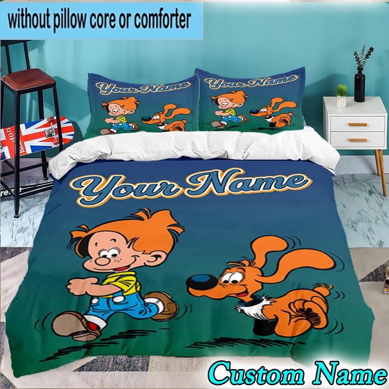 Custom Name 3PCS Dog Boule Bedding Set,Including  Duvet Cover And 2pcs Pillowcases Perfect for Bedroom,Dormitory,Fan Christmas gift